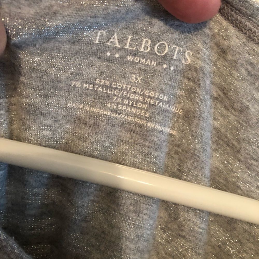 Talbots Silver & Gray LS Top 3X - Picture 5 of 7